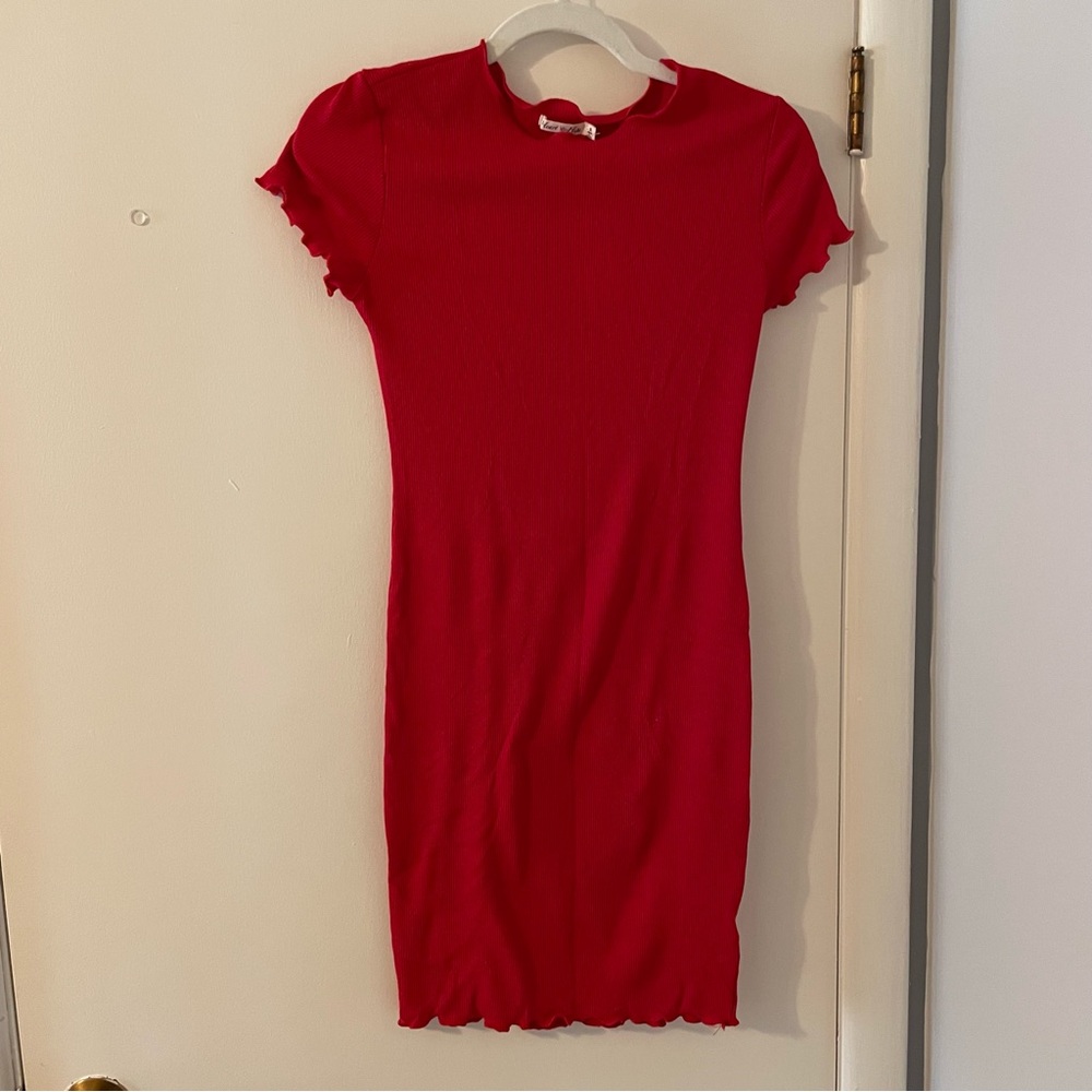 BNWT Heart Hips Red Ribbed Mini Dress